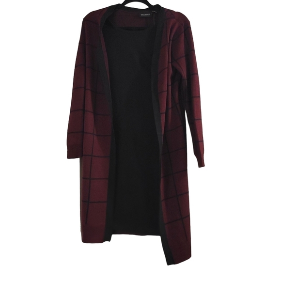 Nina Leonard Sweaters - Nina Leonard women's Dress/Cardigan in Deep Wine/Black Medium NWT